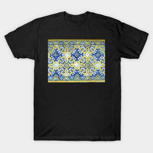 Portuguese azulejos with exploding yellow flowers T-Shirt